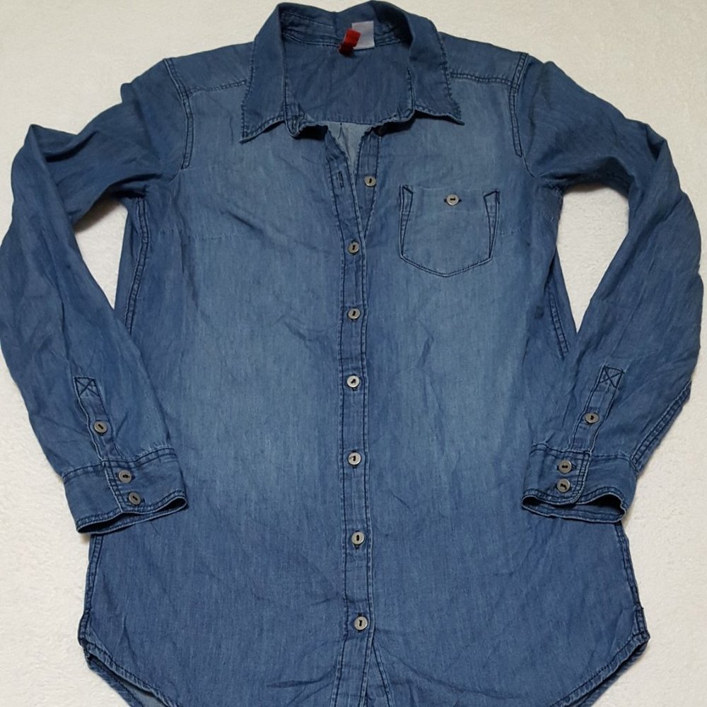 H&M Women´s Denim Long Sleeve Tunic Top, Size 4